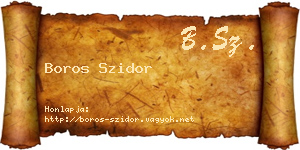 Boros Szidor névjegykártya